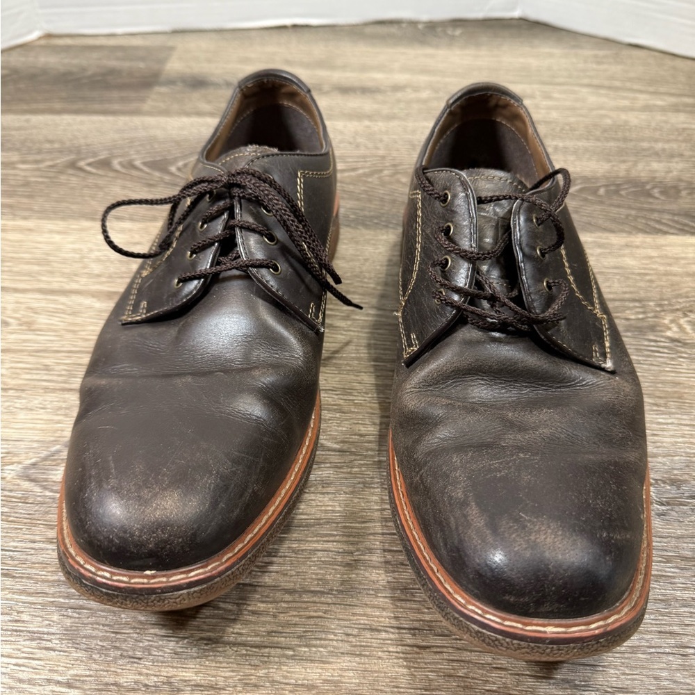 Chaps Shoes Mens sz10M Brown Leather Business Minimalist‎ Old Money Oxford Dress
